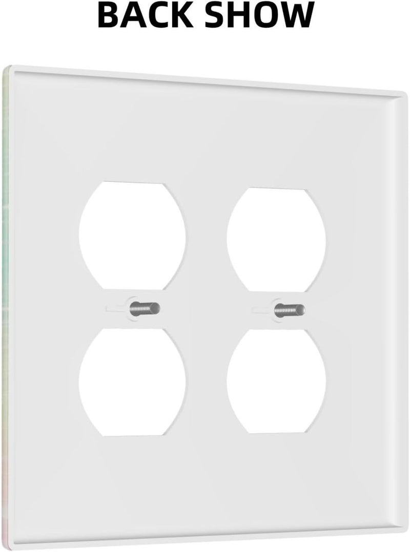 Wuyocha Decorative Light Switch Cover Plate Rainbow Shiny Gradient Colors 2 Gang Socket Covers Double Duplex Wallplates Switch Plates and Outlet Covers for Kids Room Nursery Decor - Image 4